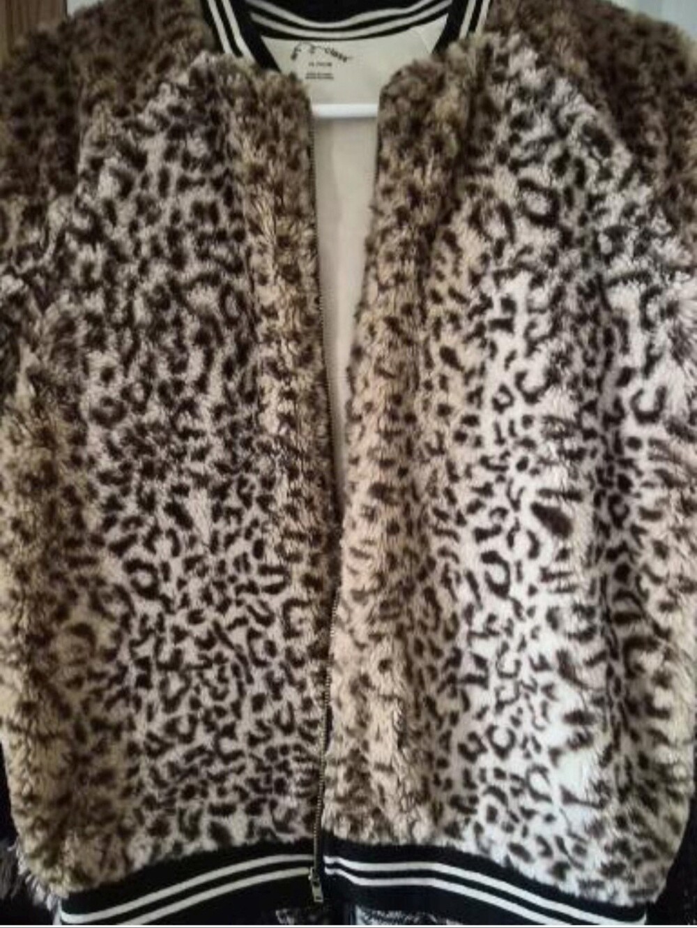 Leopard Print Faux Fur Teddy Jacket - Brown/Black